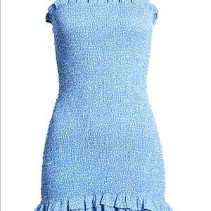 Mini dress Blue FloralSmocked Beautiful Flirty NWT